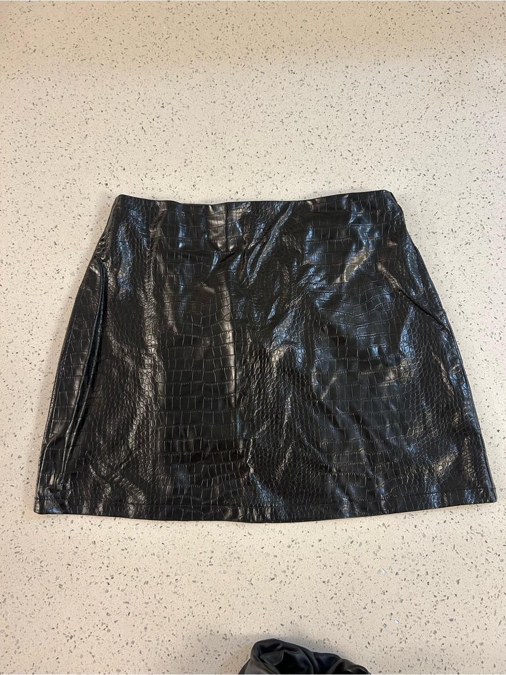 Bar III Black Faux Croc Mini Skirt